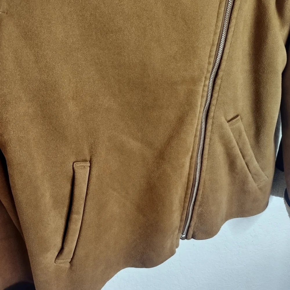 KBJ Japanese brand faux suede Sherpa full zip jacket women's sz M